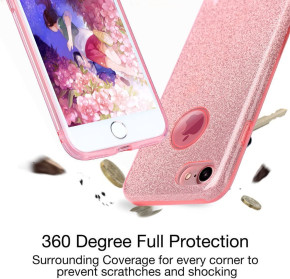 Луксозен силиконов гръб ТПУ с брокат за Apple iPhone 6 4.7 / Apple iPhone 6s 4.7 розов